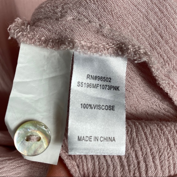 Blush pink button up tie front short sleeve blouse - Picture 8 of 9